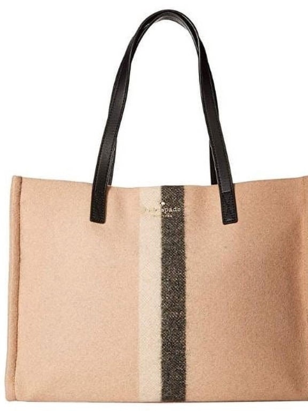 kate spade Pink Stripe Wool Tote with Black Handles